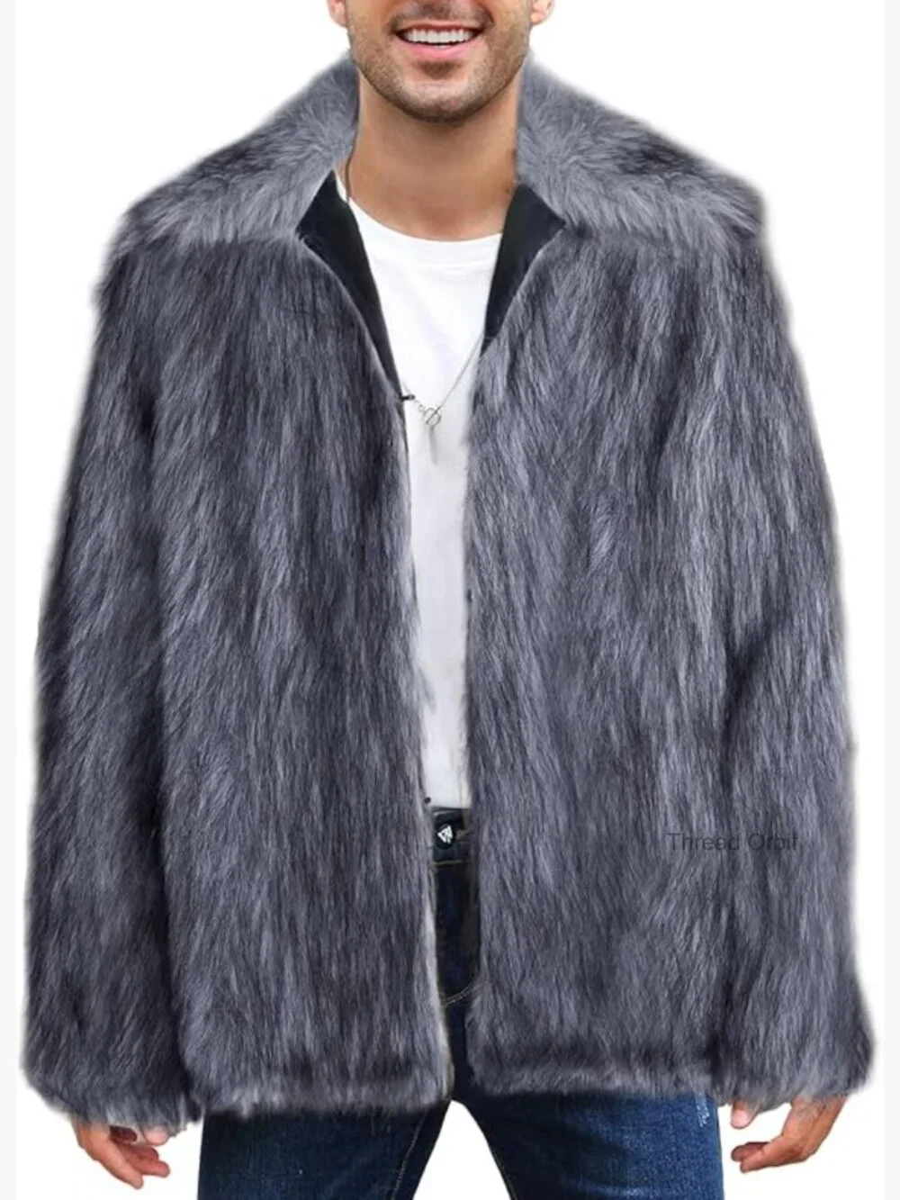 Faux Fur Coat Winter Jacket Fluffy Lapel Long Sleeve Men's Thick Outerwear